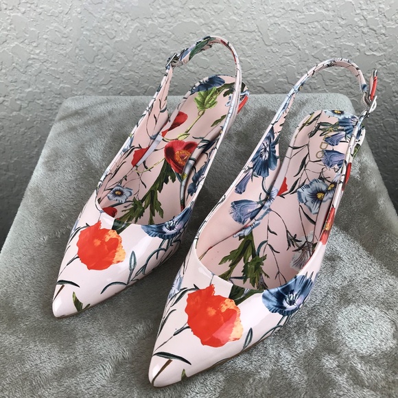 Aldo Shoes - Aldo floral peach, blue and green heels with strap